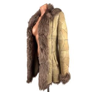 Y2K Shearling Sheepskin Pennylane Fur Leather Coat XS-S
